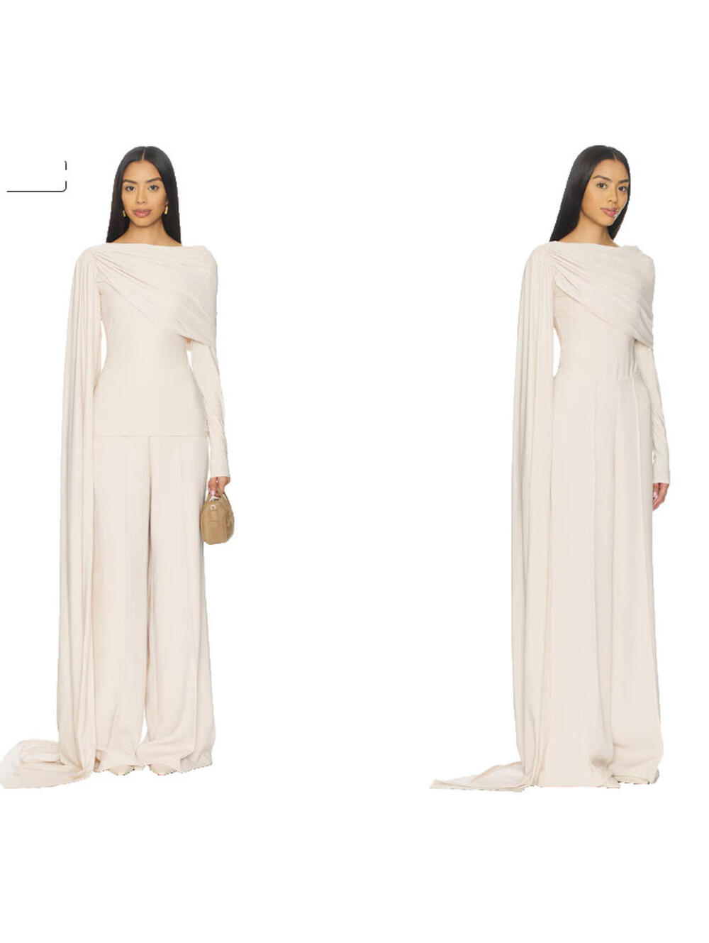 Deme by Gabriella Cobbie Jumpsuit pants top set Egg White SZ M NWT $480 msrp
